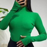 بادی یقه اسکی ساده فینگردار کبریتی