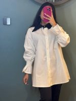 شومیز لینن زنانه یقه دوبل شیری