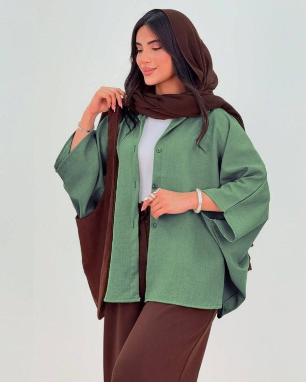 مانتو پانچو زنانه سبز