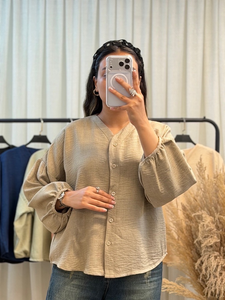 شومیز زنانه آستین پفی - Image 16