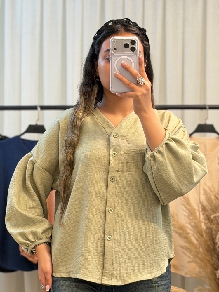 شومیز زنانه آستین پفی - Image 10